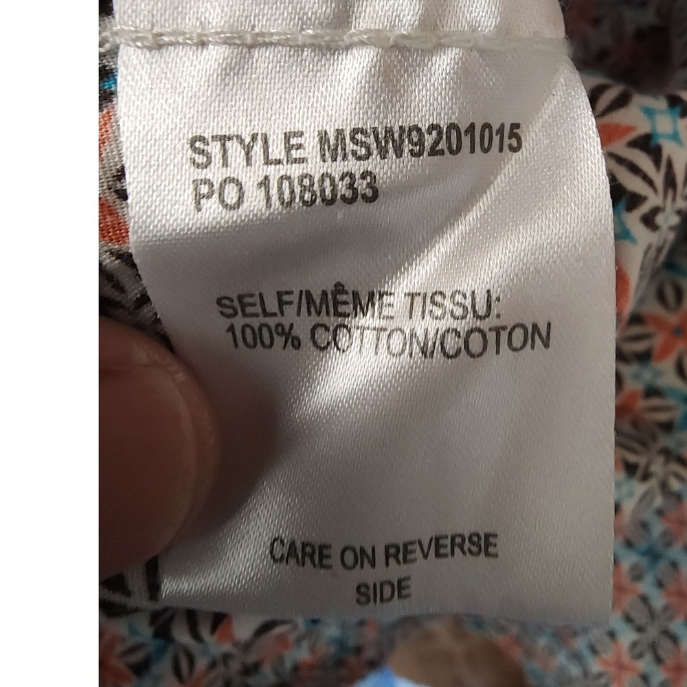 Cinch Womens XL Western Shirt Orange Blue Geometric‎ Print Long Sleeve - Picture 7 of 9